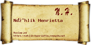 Náhlik Henrietta névjegykártya