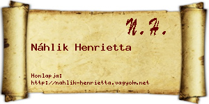 Náhlik Henrietta névjegykártya
